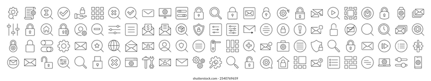 Apps and Web Page Line Icon Set. Editable Stroke. Minimalistic Linear Pictogram for Design of Cards, Apps, Banners, Posts