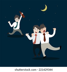 appy business peoples enjoying weekend after finished work. Vector illustration.