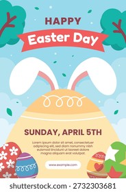 appy Easter Day Celebration Poster Invitation or Greeting Card Template Design