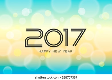 appy new year 2017 with bokeh and lens flare pattern background. Vector illustration.