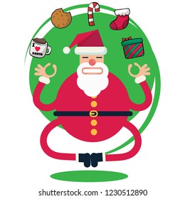 appy New Year with Santa claus Carrying Gift and playing yuga in Christmas with Presents Concept Vector Illustration