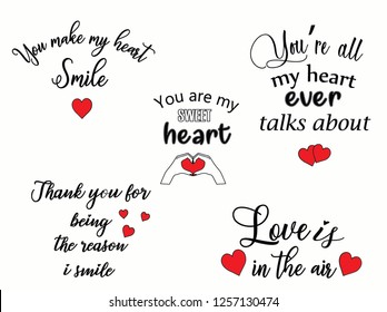 appy Valentines Day typography poster with handwritten calligraphy text lovers love lettering