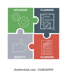 APQP - Advanced Product Quality Planning Acronym. Business Concept Background. Vector Illustration Concept With Keywords And Icons. Lettering Illustration With Icons For Web Banner, Flyer, Landing Pag