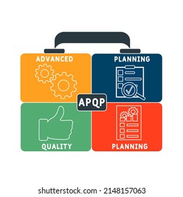 APQP - Advanced Product Quality Planning Acronym. Business Concept Background. Vector Illustration Concept With Keywords And Icons. Lettering Illustration With Icons For Web Banner, Flyer, Landing Pag