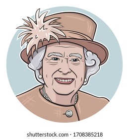 APR 2020. Queen Elizabeth II Vector Portrait.