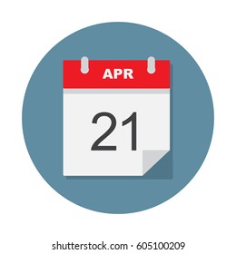 Apr 21 calendar icon. Vector illustration.