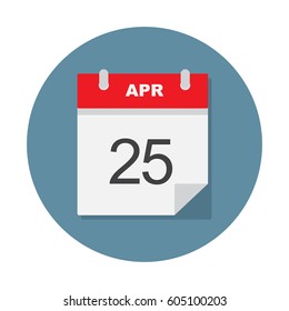 Apr 25 calendar icon. Vector illustration.