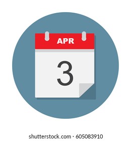 Apr 3 calendar icon. Vector illustration.