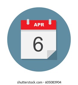 Apr 6 calendar icon. Vector illustration.
