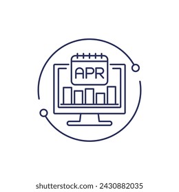 APR, Annual percentage rate icon in line style