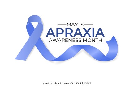 Apraxia Awareness Month banner, background design template. Holiday concept. Raising Awareness for Childhood Apraxia of Speech. Realistic Ribbon. Vector illustration. Eps 10.