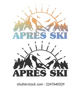 Apres Ski Illustration Clip Art Design Shape. Winter Sports Silhouette Icon Vector.