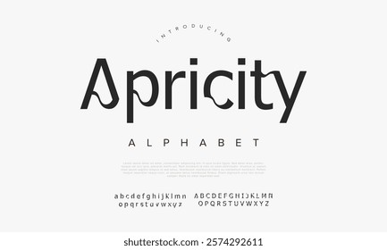 Apricity typography beauty fashion elegant minimalist serif italic fonts decorative wedding vintage retro logos. Minimal luxury font alphabet logo. Vector illustration