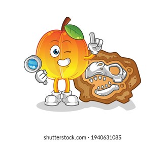 apricot archaeologists with dinosaur fossils mascot. cartoon vector