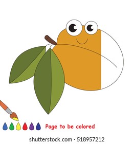 Apricot to be colored, the coloring book to educate preschool kids with easy kid educational gaming and primary education of simple game level. The colorless half.