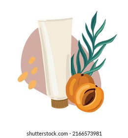 Apricot beauty cream vector illustration. Concept illustration for natural cosmetics line. 