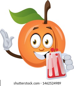 Apricot con cerveza, ilustración, vector sobre fondo blanco.