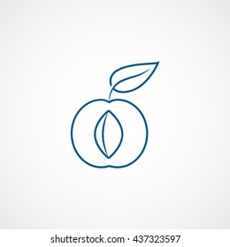 Apricot Blue Line Icon On White Background