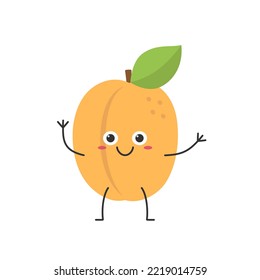 Apricot cute character cartoon greeting juicy sweet fruit smiling face kawaii joy happy cheerful emotions icon vector illustration.