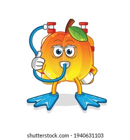 apricot divers mascot. cartoon vector