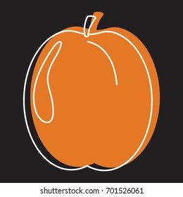 Apricot in doodle style icons vector illustration for design and web isolated on black background. Apricot vector object for labels and logo