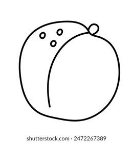 Albaricoque en estilo garabato. Vector aislado sobre fondo blanco