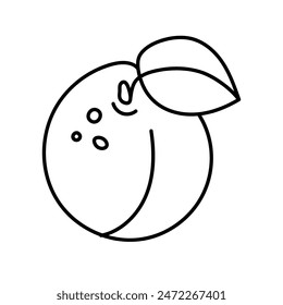 Apricot in doodle style. Vector isolated on white background