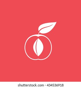Apricot Flat Icon On Red Background