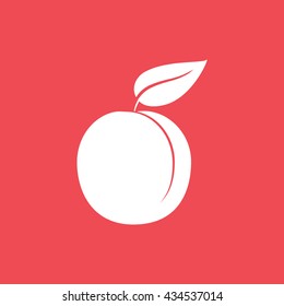 Apricot Flat Icon On Red Background
