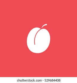 Apricot Flat Icon On Red Background