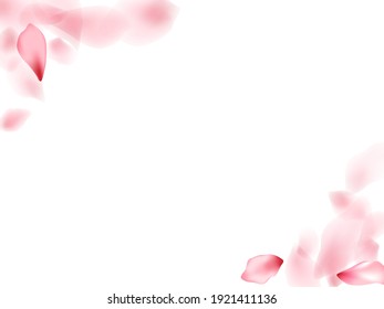 Apricot flower flying petals isolated on white. Modern floral background. Japanese sakura petals seasonal confetti, blossom elements flying. Falling cherry blossom flower parts vector.