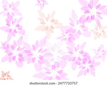 Apricot flower flying petals isolated on white. Stylish beauty salon background.