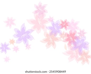 Pétalos voladores de flor de albaricoque aislados en blanco. Diseño floral de pétalos de flor rosa pastel. Vector de partes de flores de flor de cerezo en flor.