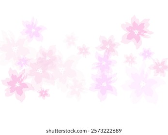 Apricot flower flying petals isolated on white. Pastel pink blossom petals floral design. Falling cherry bloom flower parts.