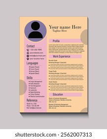 A apricot fool resume template featuring clearly defined sections for profile, work experience, skills, and education. Ideal for professionals seeking a stylish and modern look