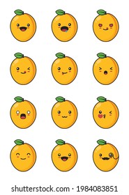 apricot fruit cartoon. with distinct facial expressions isolated on white background