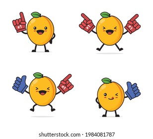 apricot fruit cartoon. and foaming fingers, with the number one best fruit concept