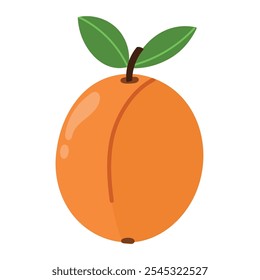 Fruta de damasco em estilo cartoon sobre fundo branco. Elemento isolado de alimentos saudáveis. Ilustração vetorial