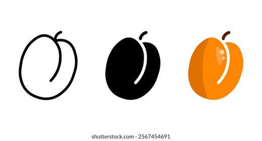 Apricot fruit color icon. Orange juicy apricot symbol. Fresh rand ripe fruit sign. Summer pictogram.