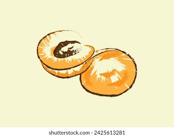 Apricot Fruit fill color abstract in soft calm background fruity, identity style, decoration vector