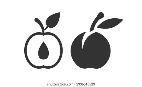 Apricot fruit icon in flat style. Peach dessert vector illustration on white isolated background. Organic dessert business concept.