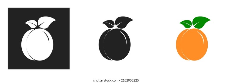 Apricot fruit icon in flat style. Vector illustration of peach dessert. Concept for vegan sites, eco food