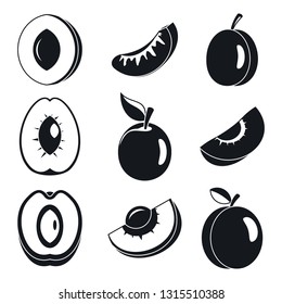 Apricot fruit icons set. Simple set of apricot fruit vector icons for web design on white background