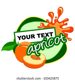 Apricot. Fruit label. Background for design of packing.