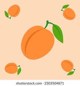 apricot fruit seamless for pattern fabric, simple apricot fruit cute repeat in square background, illustration fruit pattern wallpaper