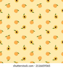 Patrón sin soldadura de fruto de albaricoque. Fondo de comida orgánica fresca. -Vector