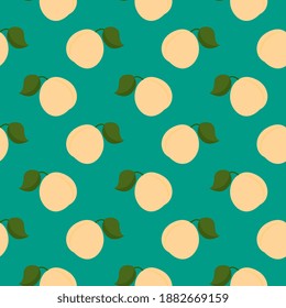 Apricot fruit , seamless pattern on a green background.