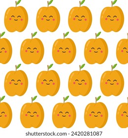 Apricot fruit seamless pattern vector illustration. Simple cute character background.