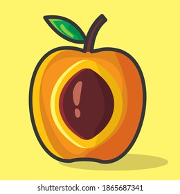 apricot fruit slice vector illustration in flat style