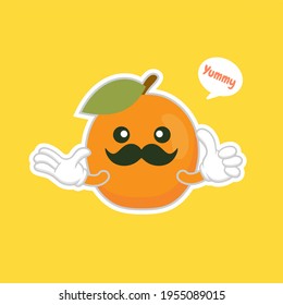 apricot fruits emotion, emoji characters for healthy food design.Colorful friendly apricot fruit. Cute funny personage. Flat design. For children product.